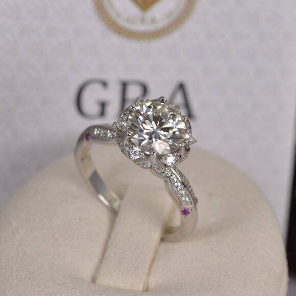 Certified 2ct Moissanite Ring Engagement Ring - Picture 3 of 5